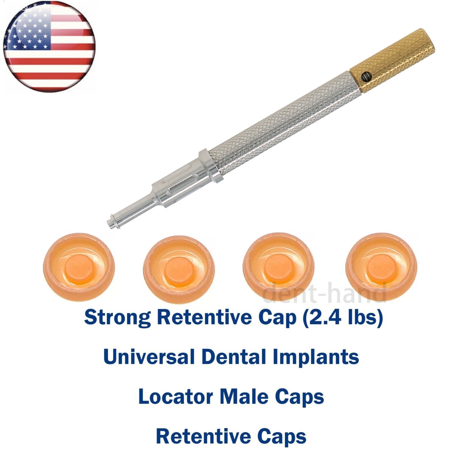 US Universal Dental 2.4 lbs Overdenture Retention Caps Implant Locator Core Tool