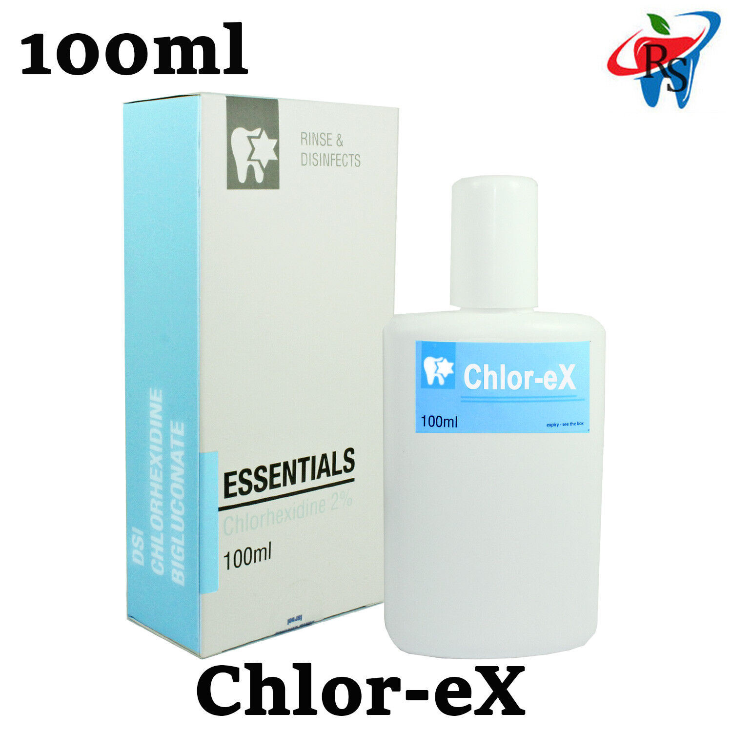 Dental Chlor eX 100ml 2% Chlorhexidine Antiseptic Cleansing Agent Bottle