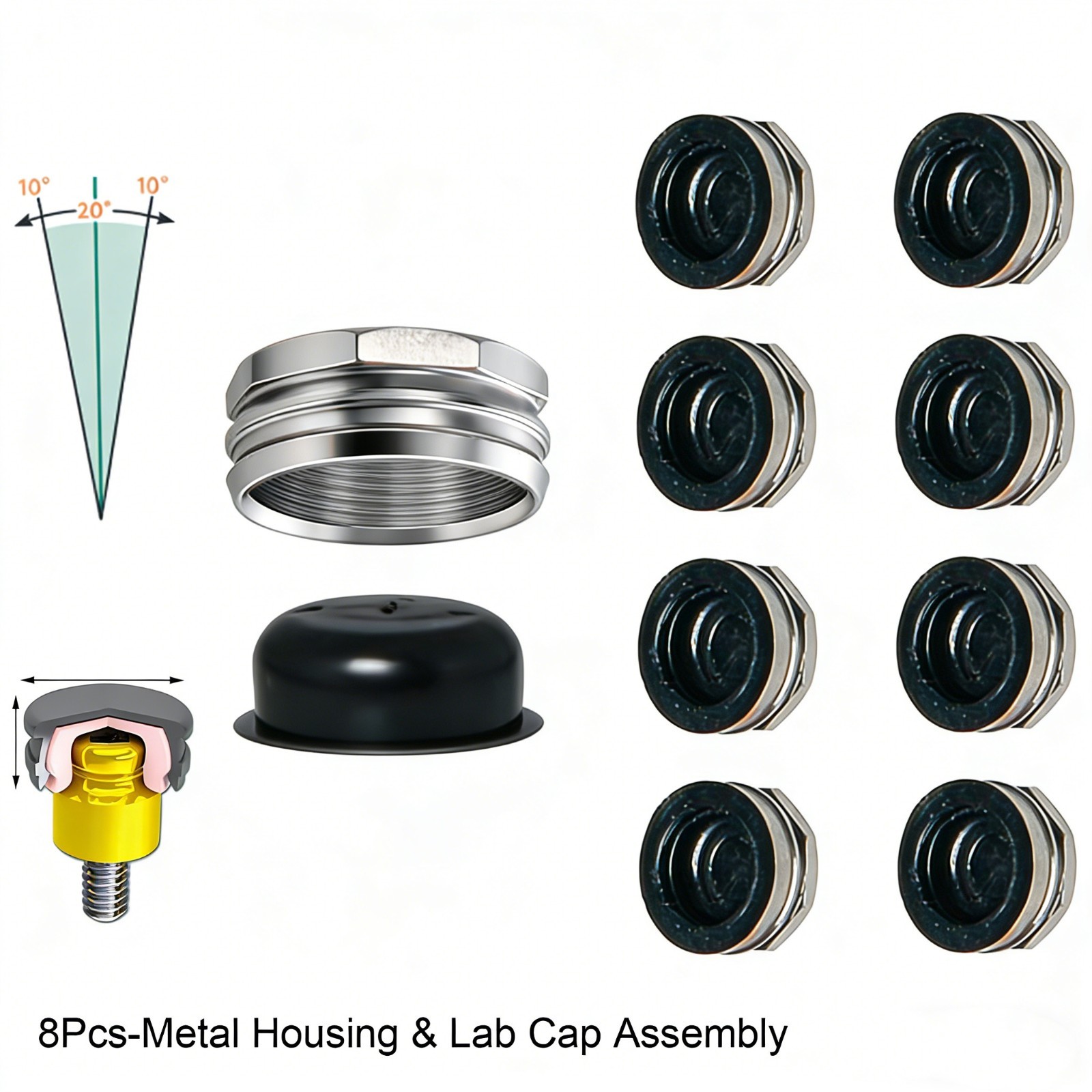 Zest Locator Metal Housing & Black Lab Inserts Assembly fit overdenture abutment