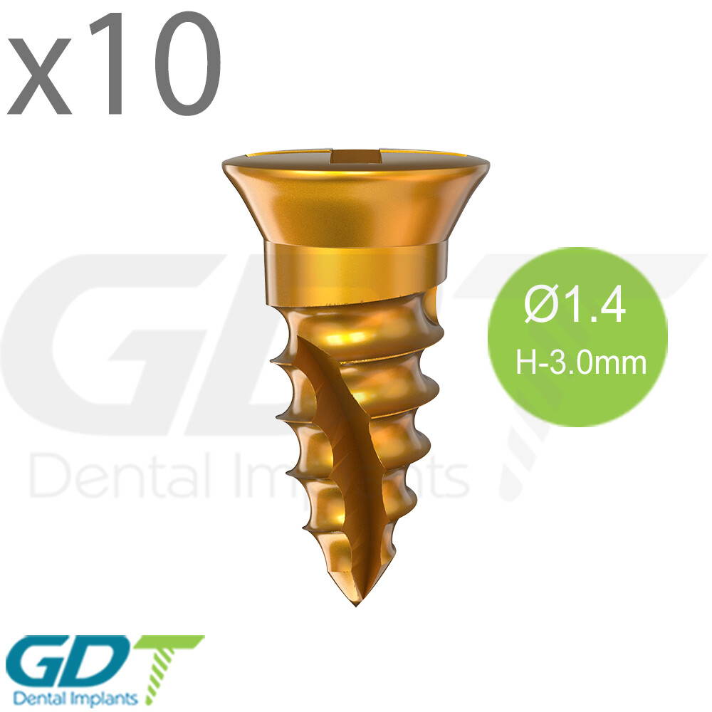 10 Self Drilling GBR Bon Screw Ø1.4mm, 3.0mm Membrane Fixation Dental Im plant