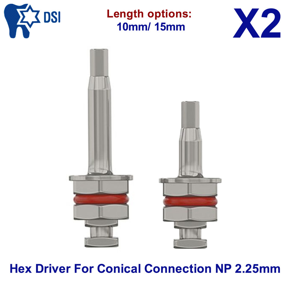 2x DSI Dental Implant Hex Driver Ratchet Tool For Slim Narrow NP Ø2.25 L10/15mm