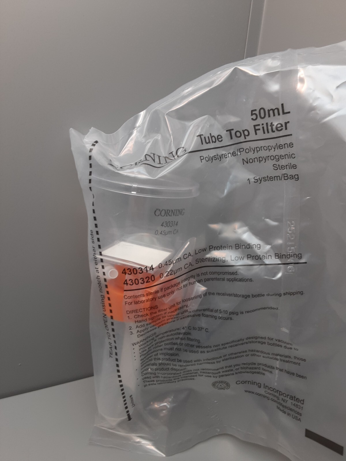 NEW CORNING 50ML TUBE TOP FILTER (0.45UM CA) LOW PROTEIN BINDING (1) 430314