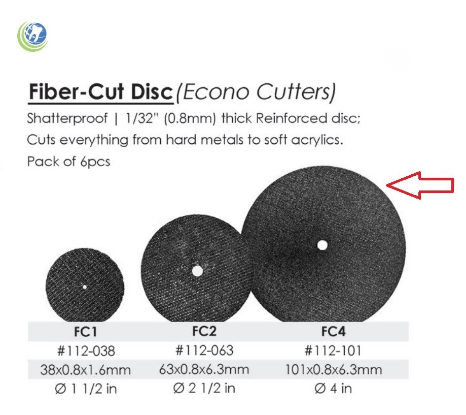 Dental Lab Meta BesQual Econo Cutters Fiber-Cut Disc Shatterproof 101xx0.8×6.3mm