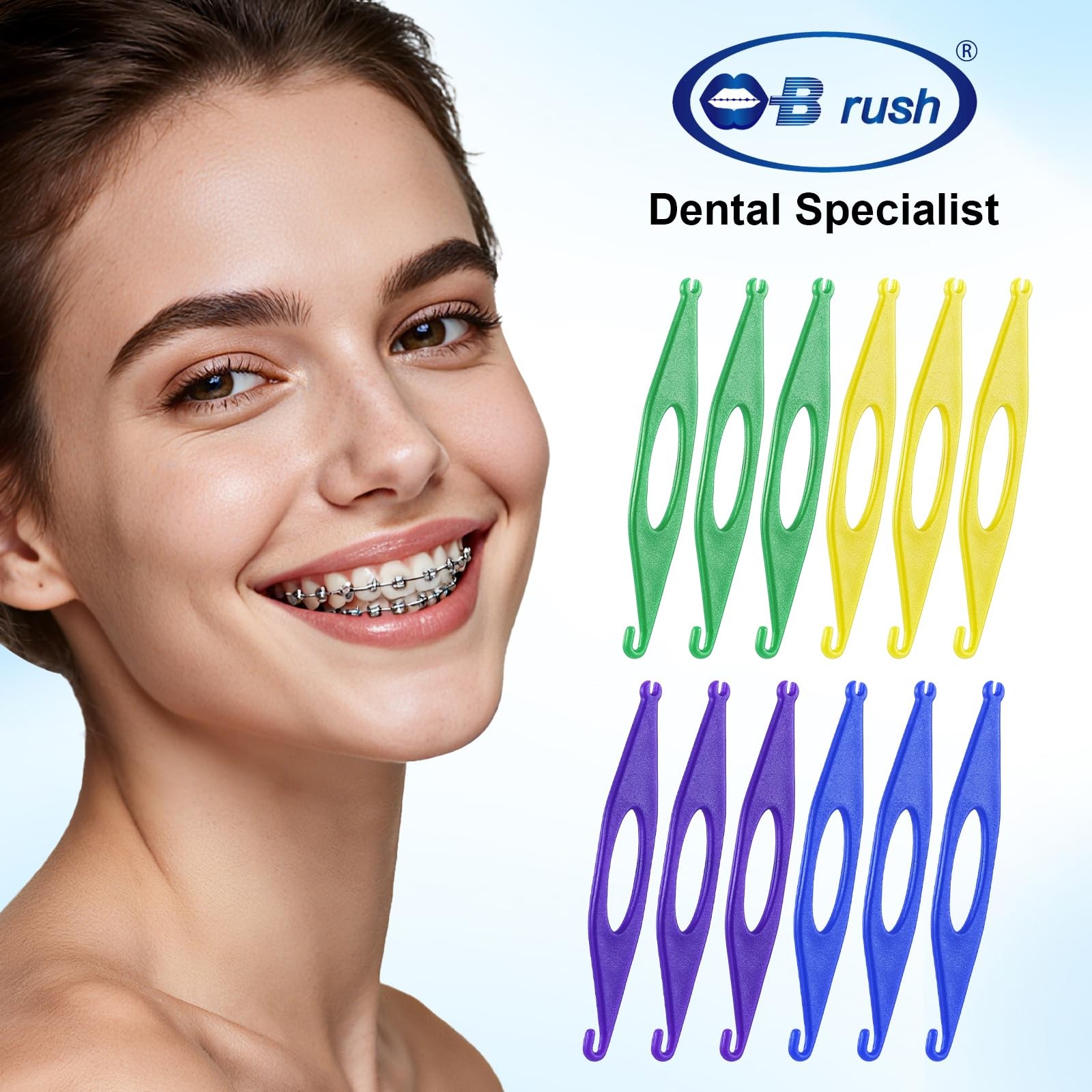 B Rush Aligner Remover Tools and Elastic Placers Set, 6 Removers Multi-color