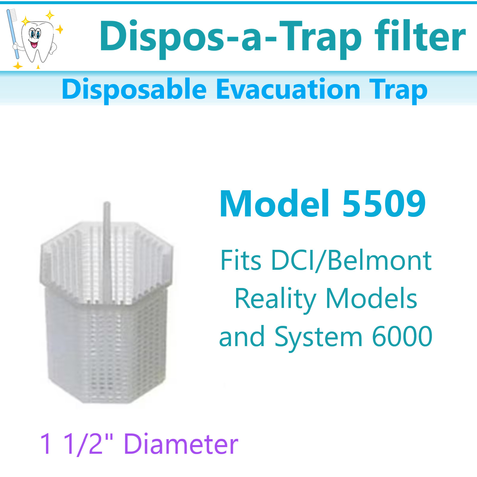 Disposable Evacuation Traps Model 5503 1 7/8″ Dia, 5501 2 1/8″ Dia – All Models