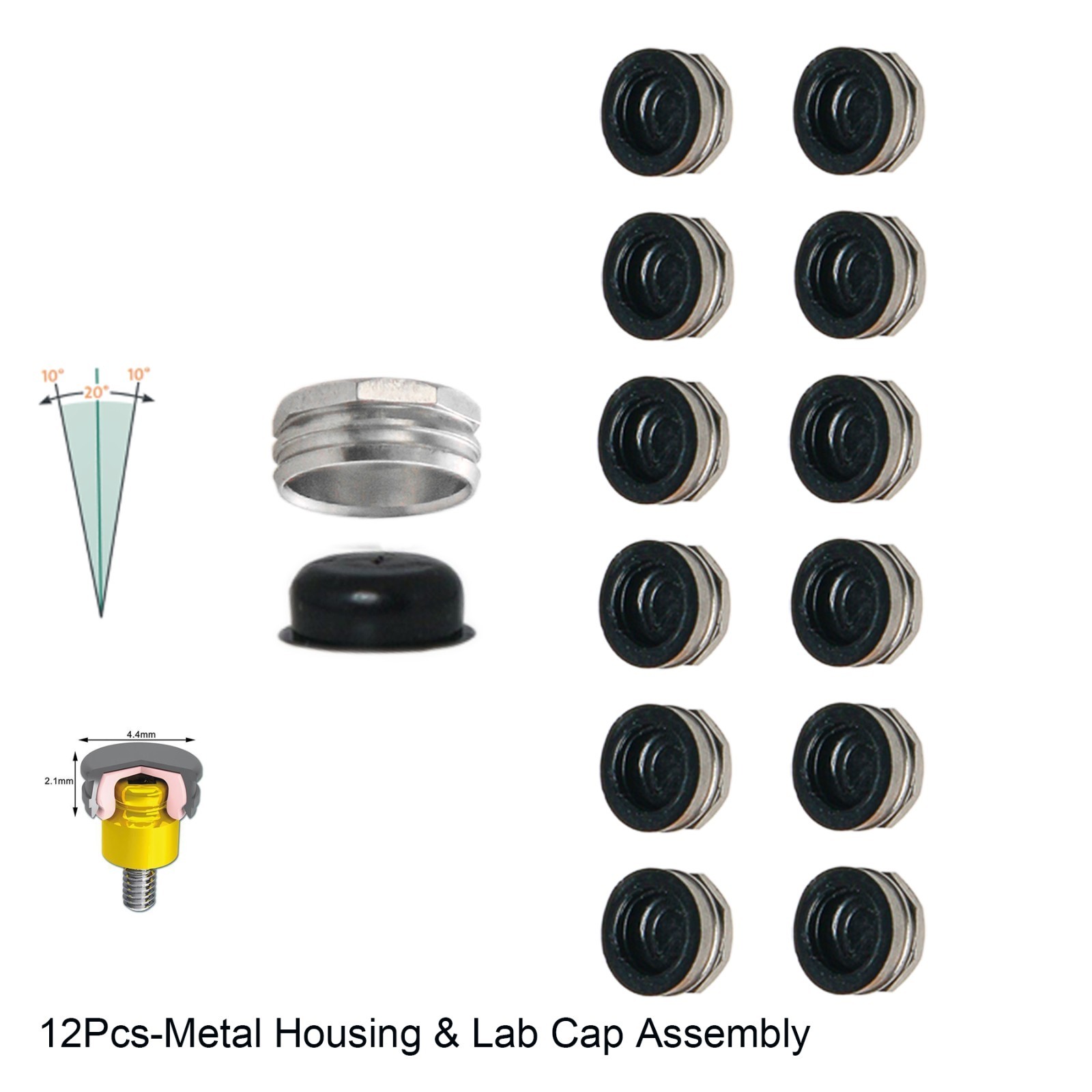 US Dental Locator Replacement Metal Housing &Lab Processing cap Inserts Assembly
