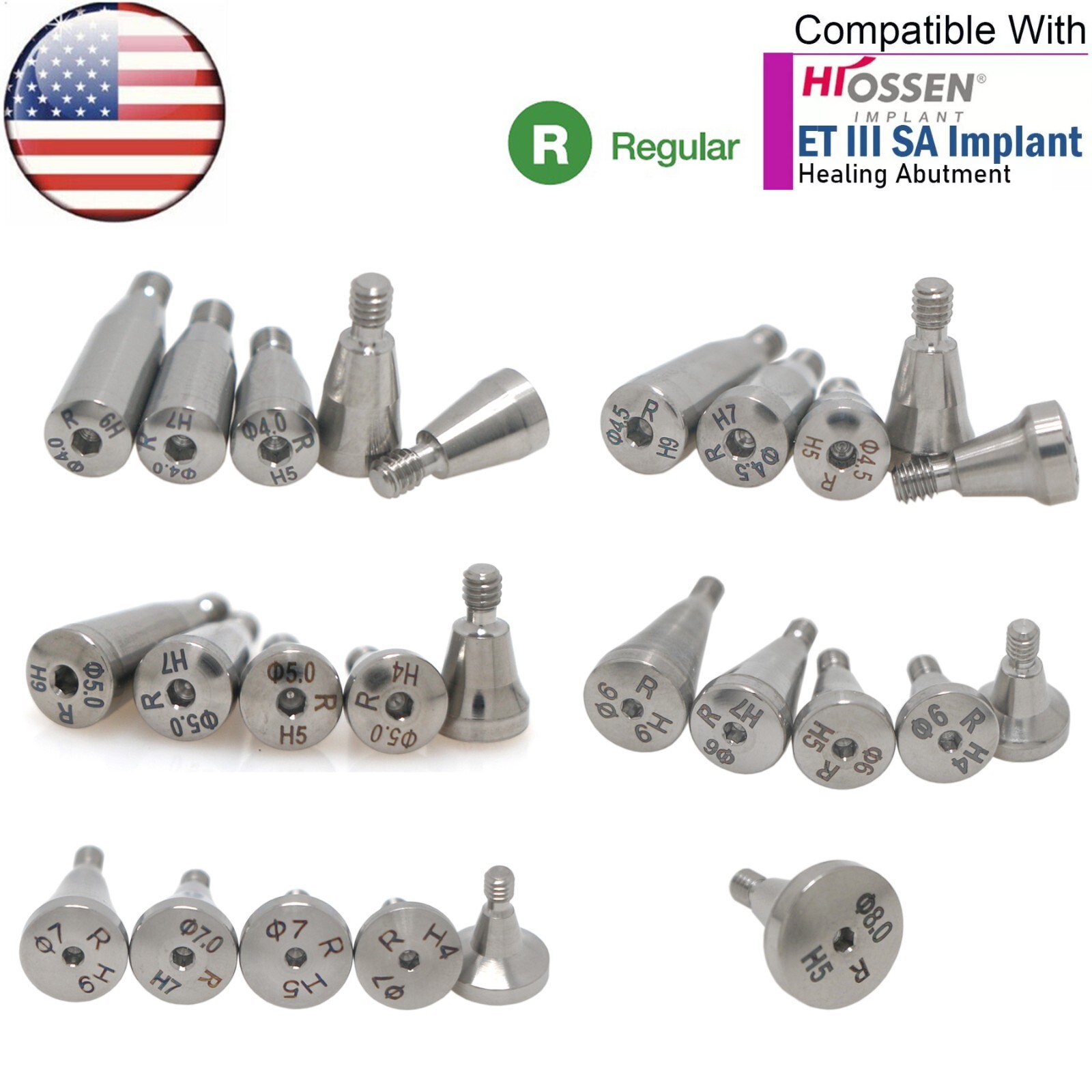 US OSS Dental Healing Abutment Caps Mini Regular Platform Fits Osstem Hiossen