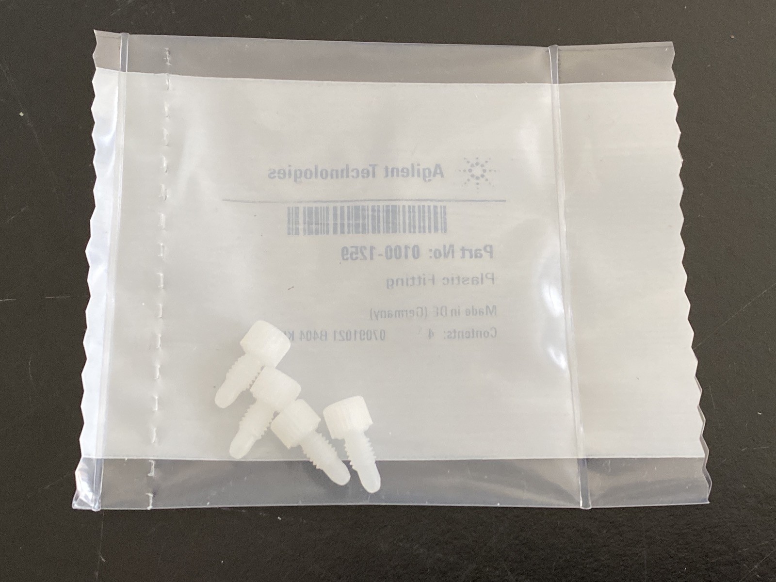 (4/Pk) AGILENT HPLC Plastic Fittings Blank Nut Low Pressure Plug 0100-1259