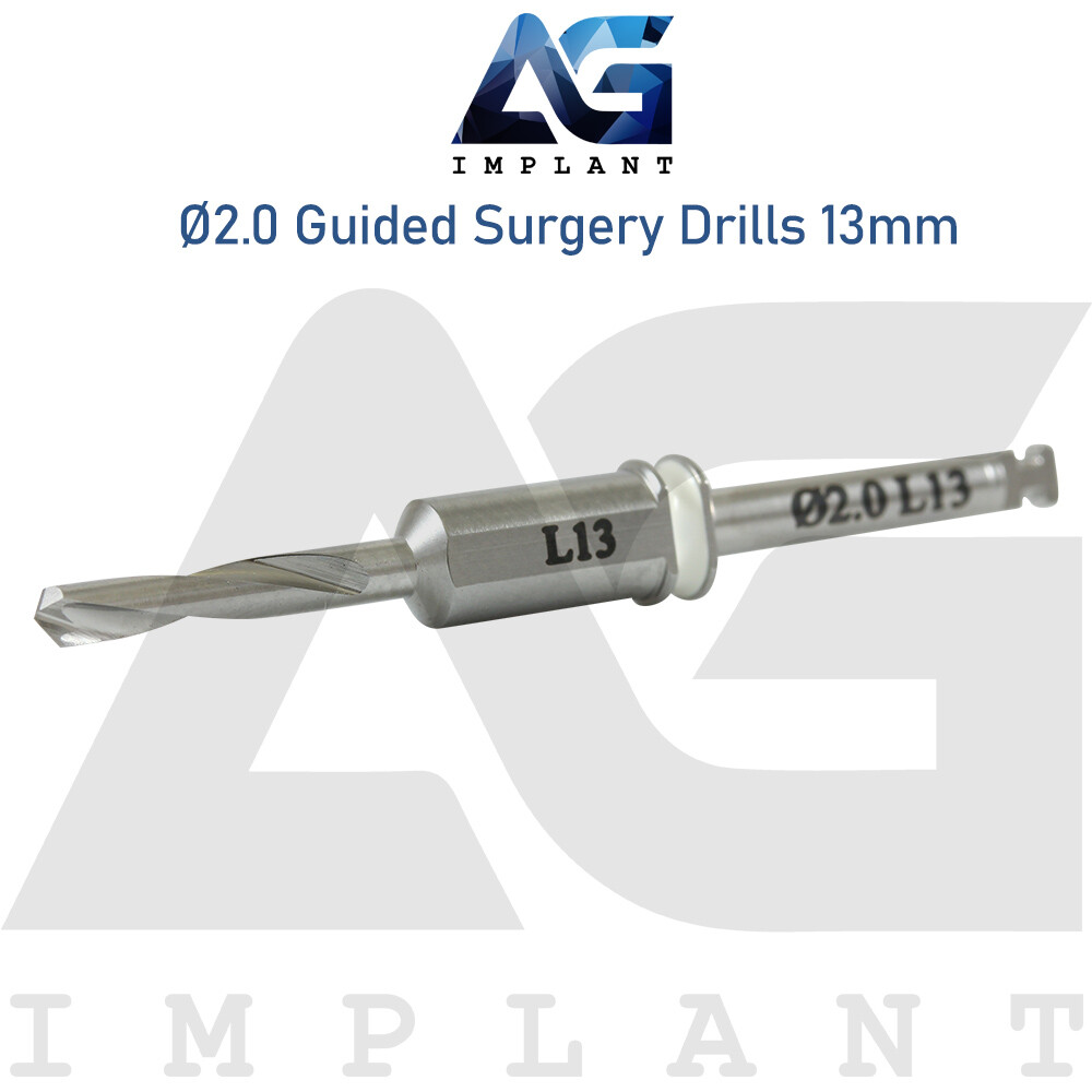 1 Dental Straight Guided Stopper Drill 2.0mm Set With Guide Sleeve White Color