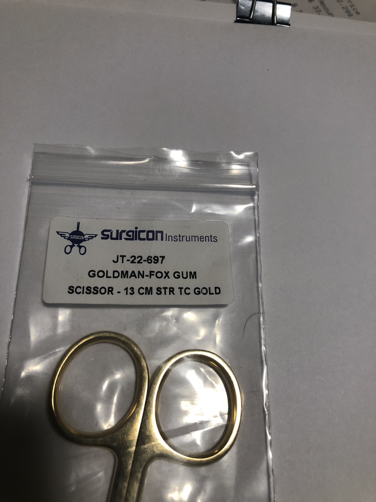 GOLDMAN-FOX GUM SCISSOR – LENGTH = 13 CM / 5″, STRAIGHT, TC GOLD