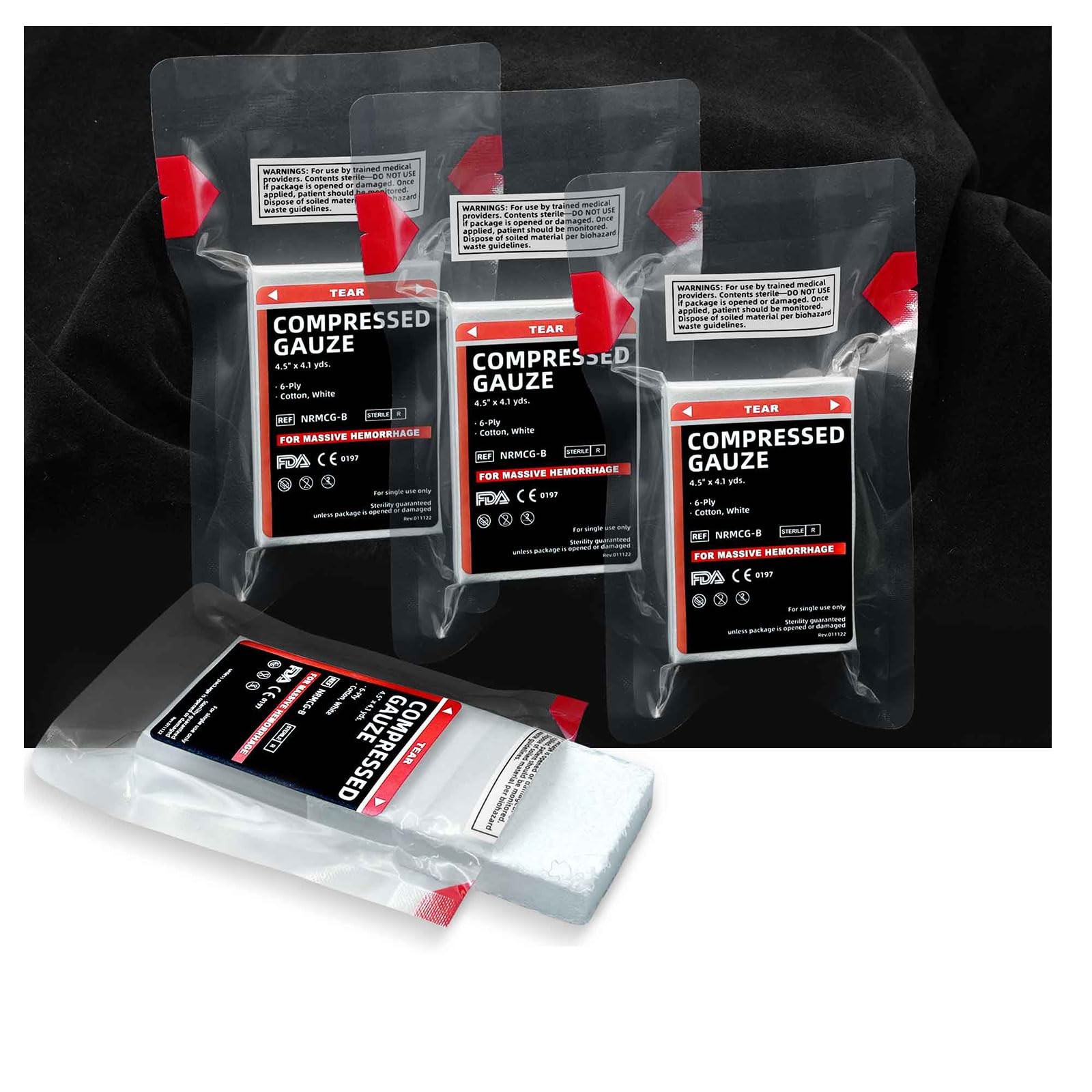 Sterile Compressed Gauze for Wound Packing, Emergency 4.5 x 4.1, White