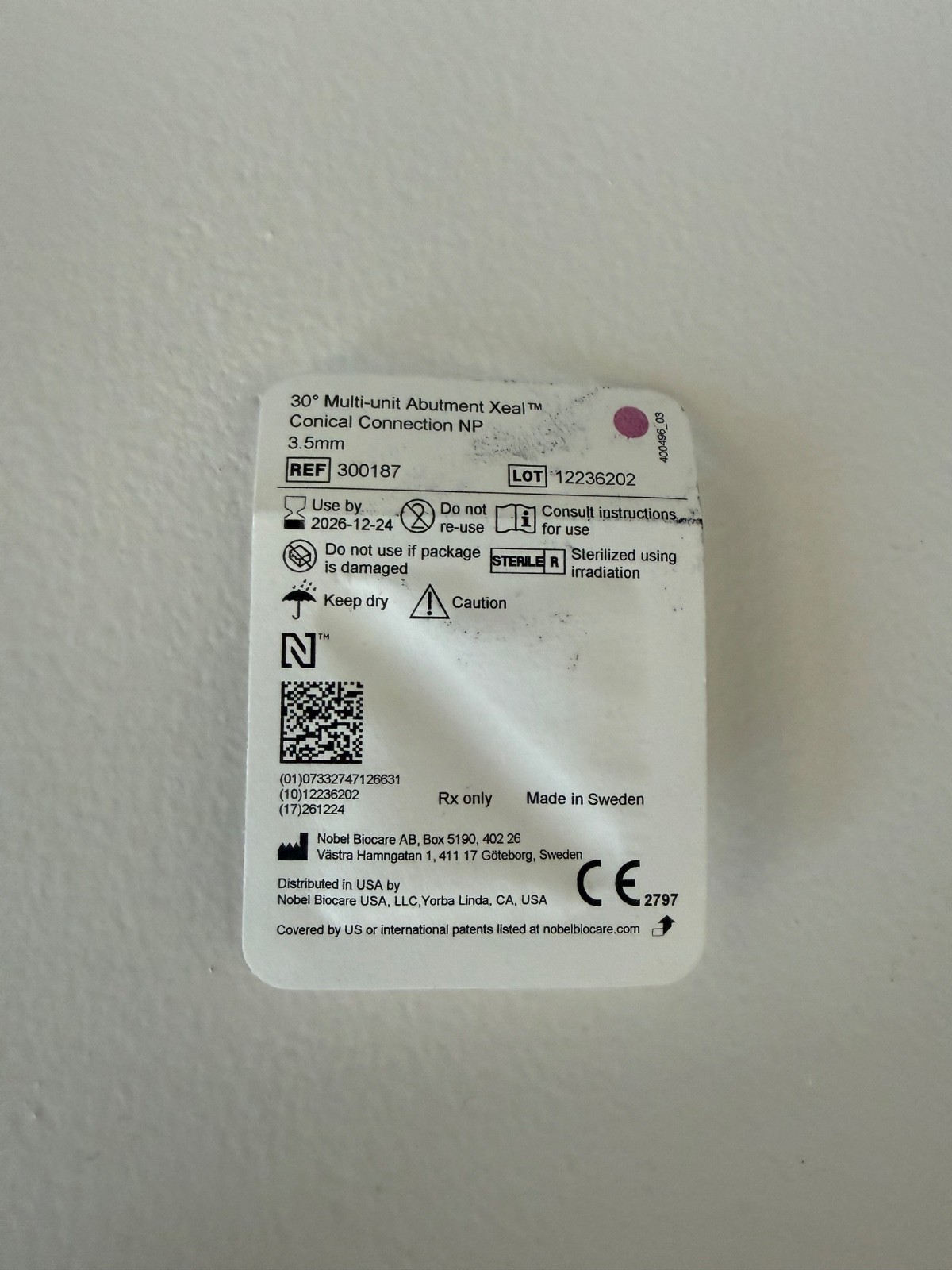Nobel 30° Multi-unit Abutment Xeal Conical Connection NP 3.5mm