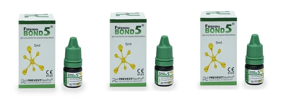 3 x Dental FUSION BOND 5 Light Cured One Component Dentin Enamel 5th Gen. 5ml FS