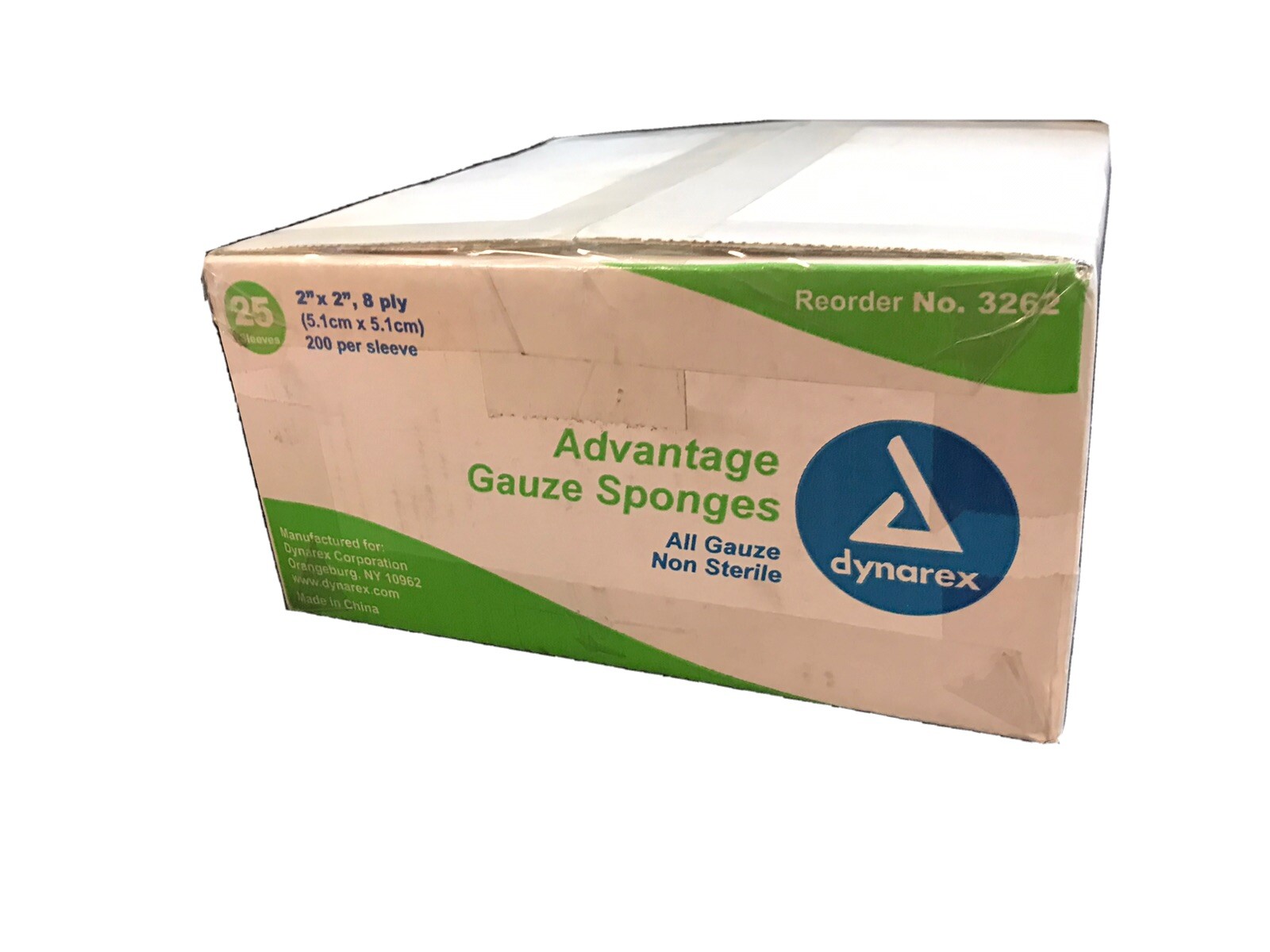 Dynarex 3262 Gauze Sponge, Non-Sterile, 2″ x 2″, 200/sleeve, 25 Sleeve/Cs