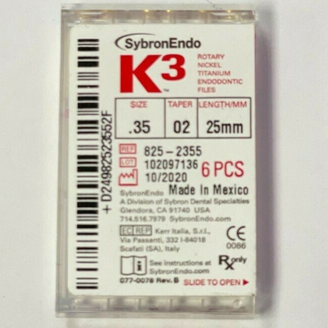 SybronEndo K3 Nickel-Titanium Files NiTi Endo Files K3 .35/.02 25mm