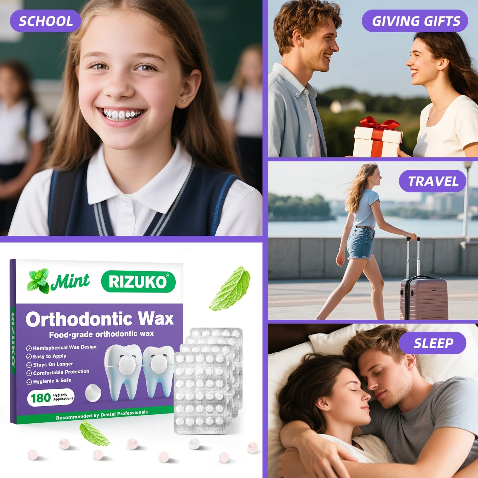 RIZUKO Orthodontic Wax for Braces – 180 Dental Dots | 180 Count, White