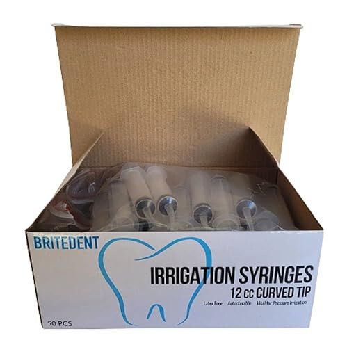 BRITEDENT Disposable Dental Irrigation Curved Syringe 12cc – Box of 50