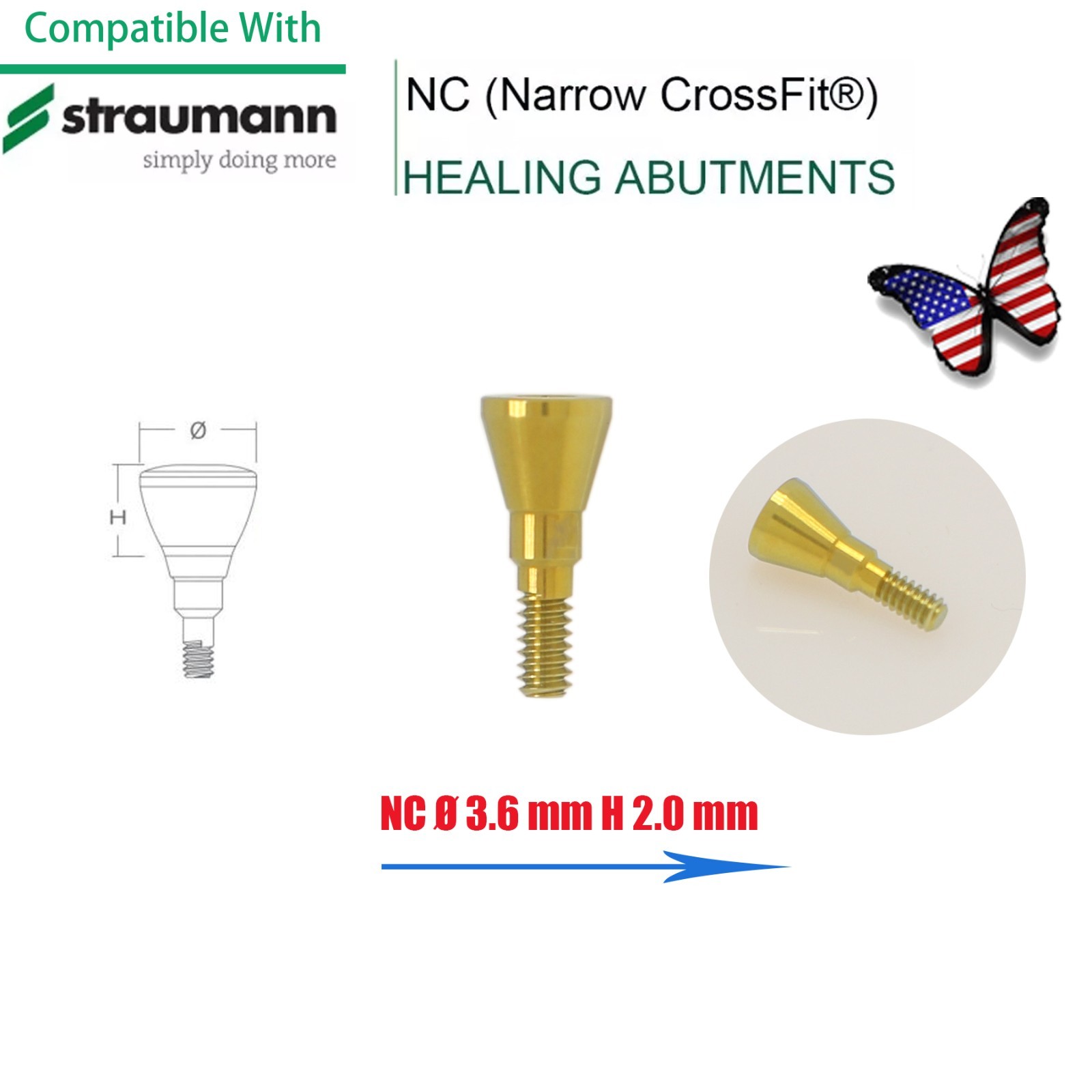 US Straumann ITI Bone Level Healing Abutment & Closure Screw Cap CrossFit BL/BLT