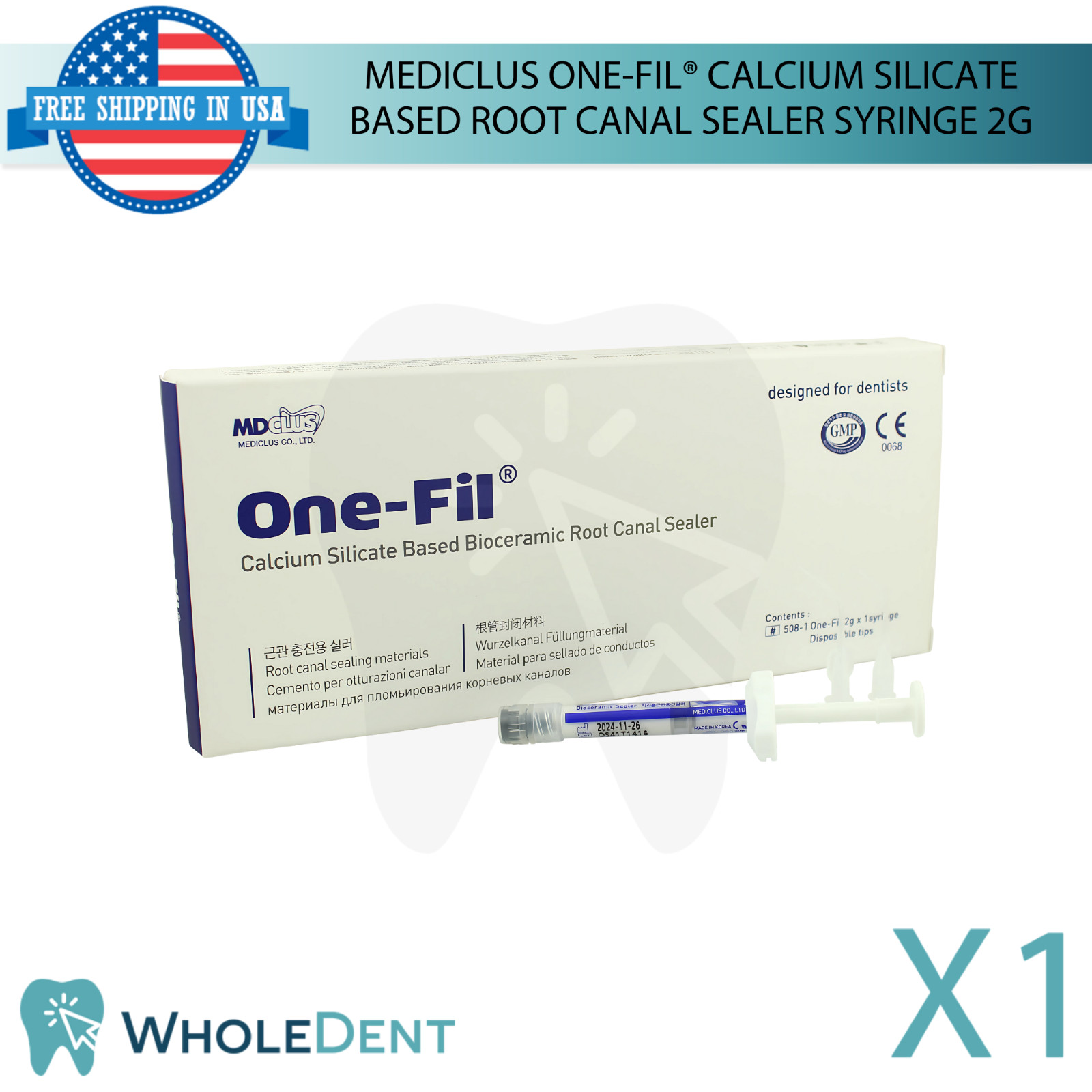 Dental One-Fil® Calcium Silicate Based Ro0t Canal Sealer Syringe 2g Bioceramic