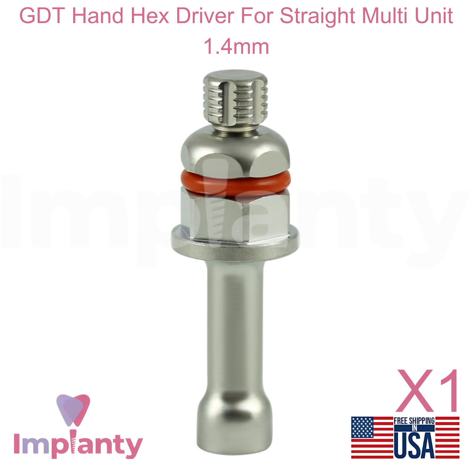 GDT Dental Hand Hex Driver for Straight Multi Unit 1.4mm Stainless Steel