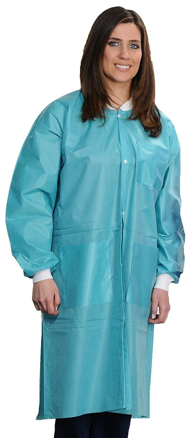 Dental Medical 10 Disposable Easy Breathe Lab Coat Knee Length ValuMax 3560