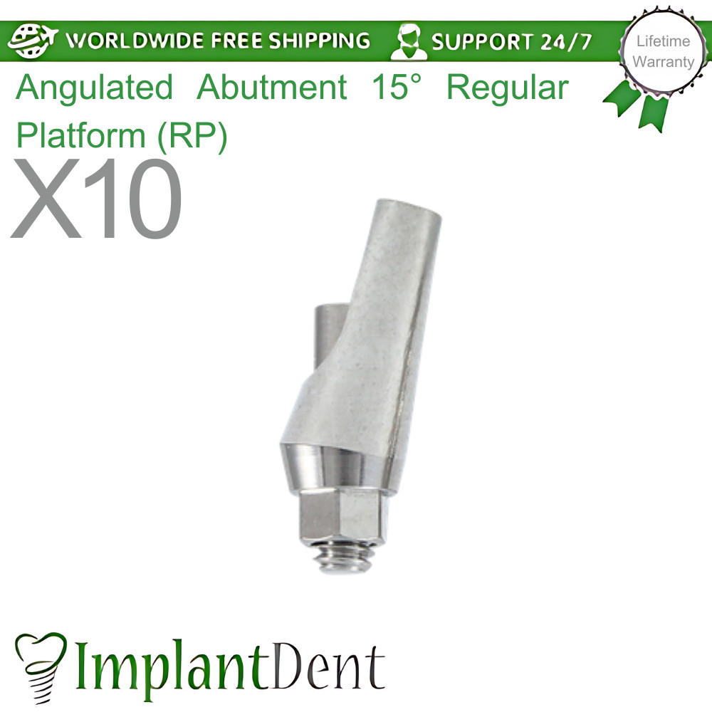 10x Angulated Prosthetics 15° Regular Platform (RP) Conical Connection Hex
