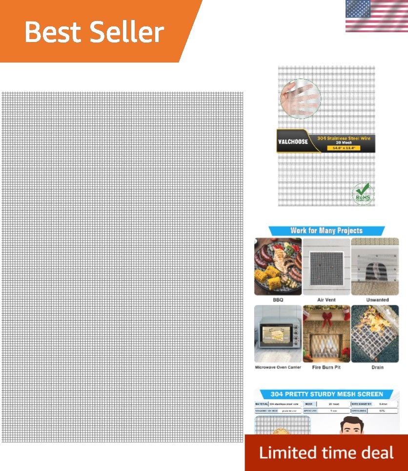 304 Stainless Steel Wire Mesh 14.6 x 11.4 Inches – Ideal for DIY & Outdoor Use
