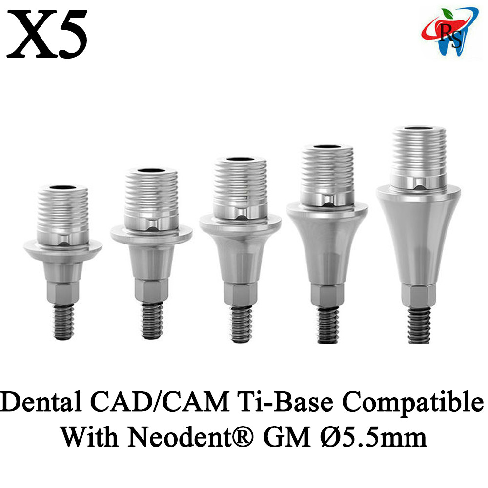 5pcs Dental CAD/CAM Anti Rotational Ti Base Compatible With Neodent® GM Ø5.5mm