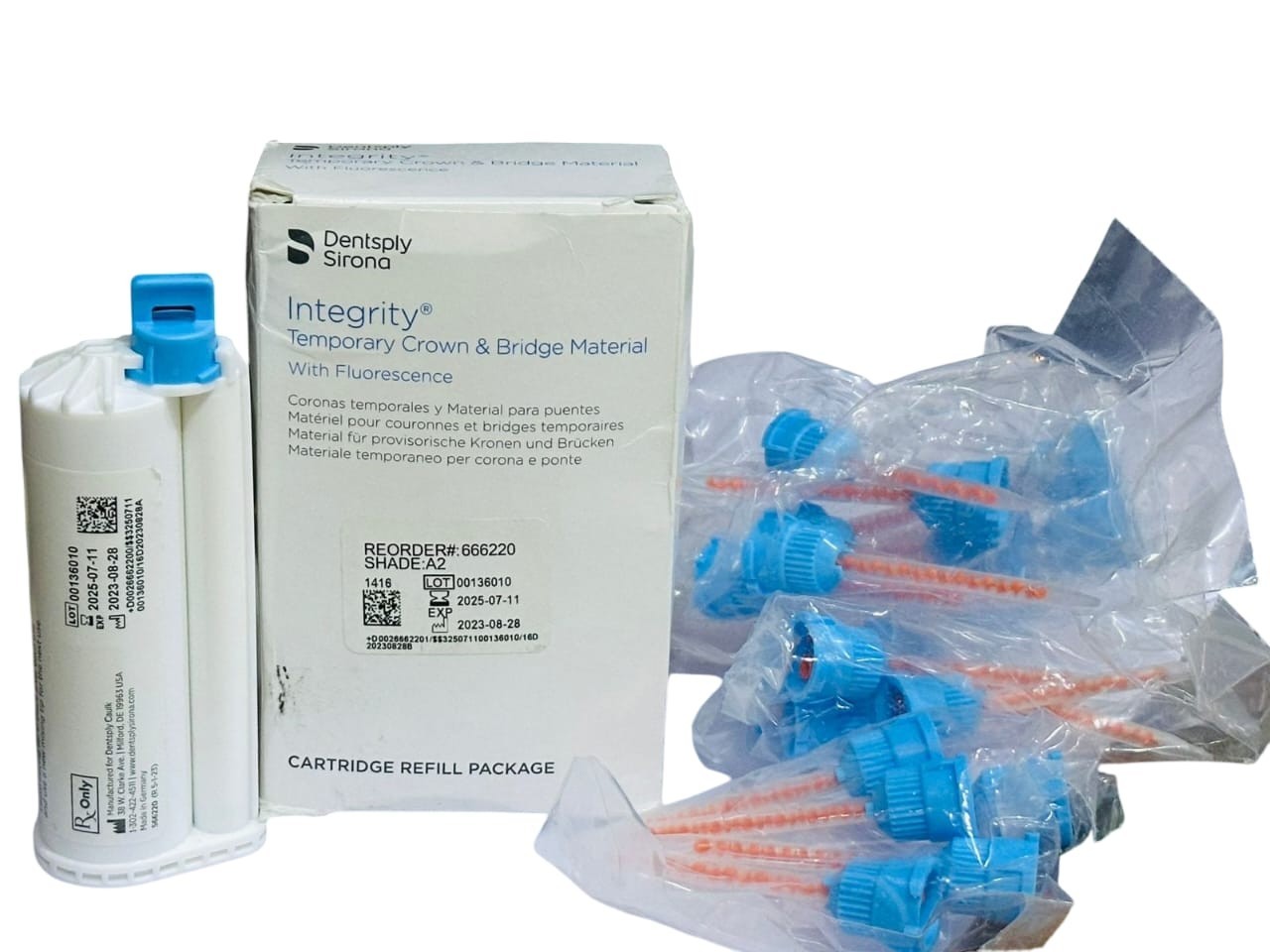 Dentsply Dental Integrity Temporary Crown/Bridge Cartridge 76gm Refills A2