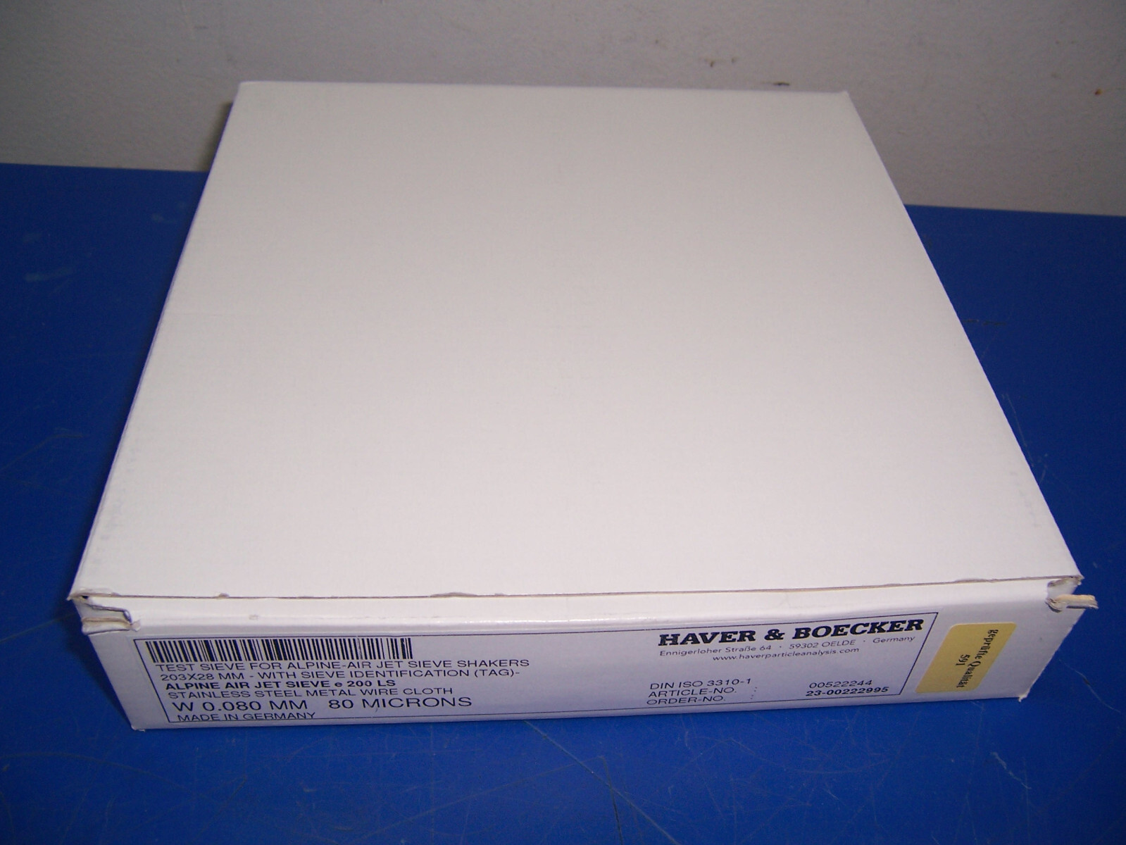 14391 Haver & Boecker 80 micron Test Sieve for Alpine-Air jet 203x28mm SS metal