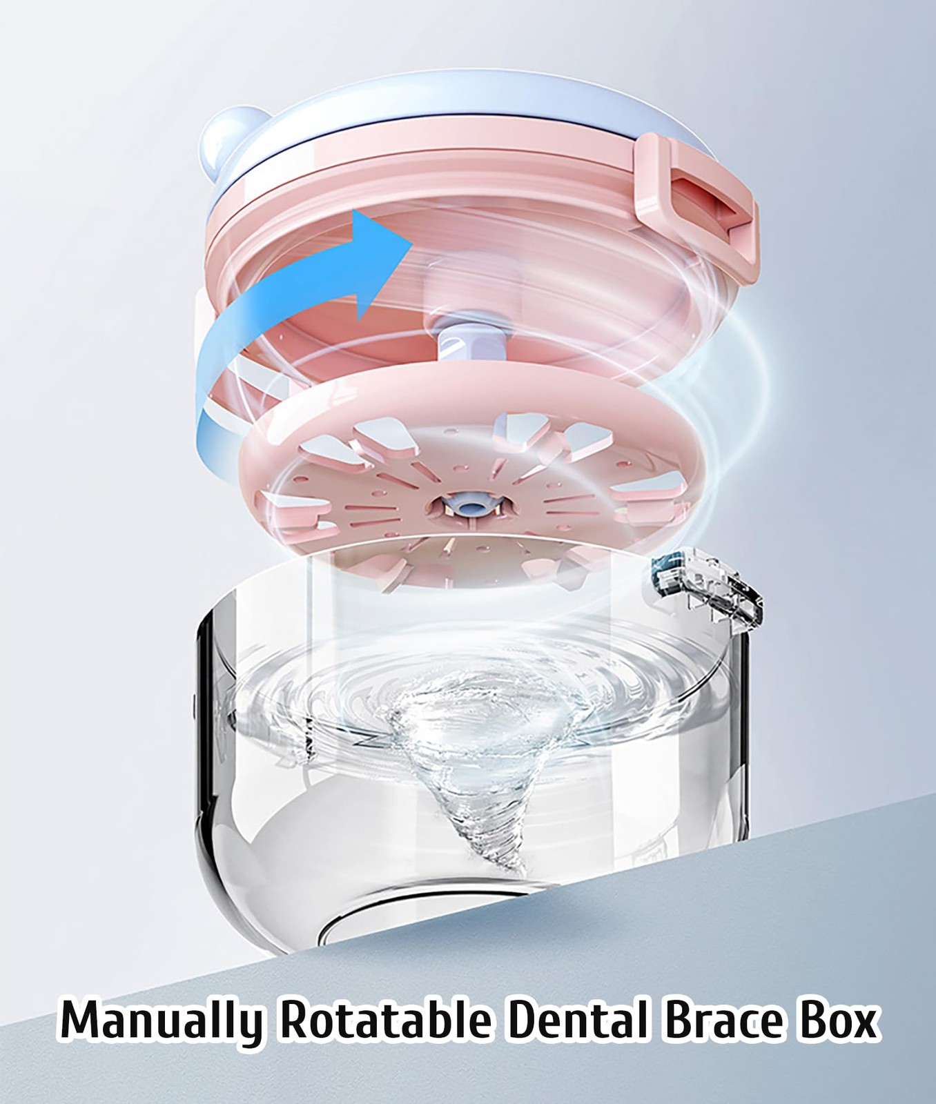 MURRI&MURRDI Denture Bath Box for Travel, 2 in 1 Retainer Cleaning A Pink