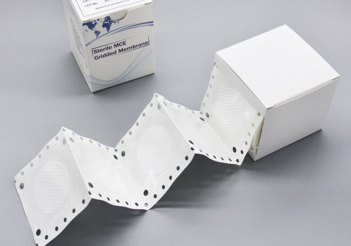 Sterile MCE Membrane Filter, Black Grid, 47mm, 0.45um, 150/pk, Continuous Pkging