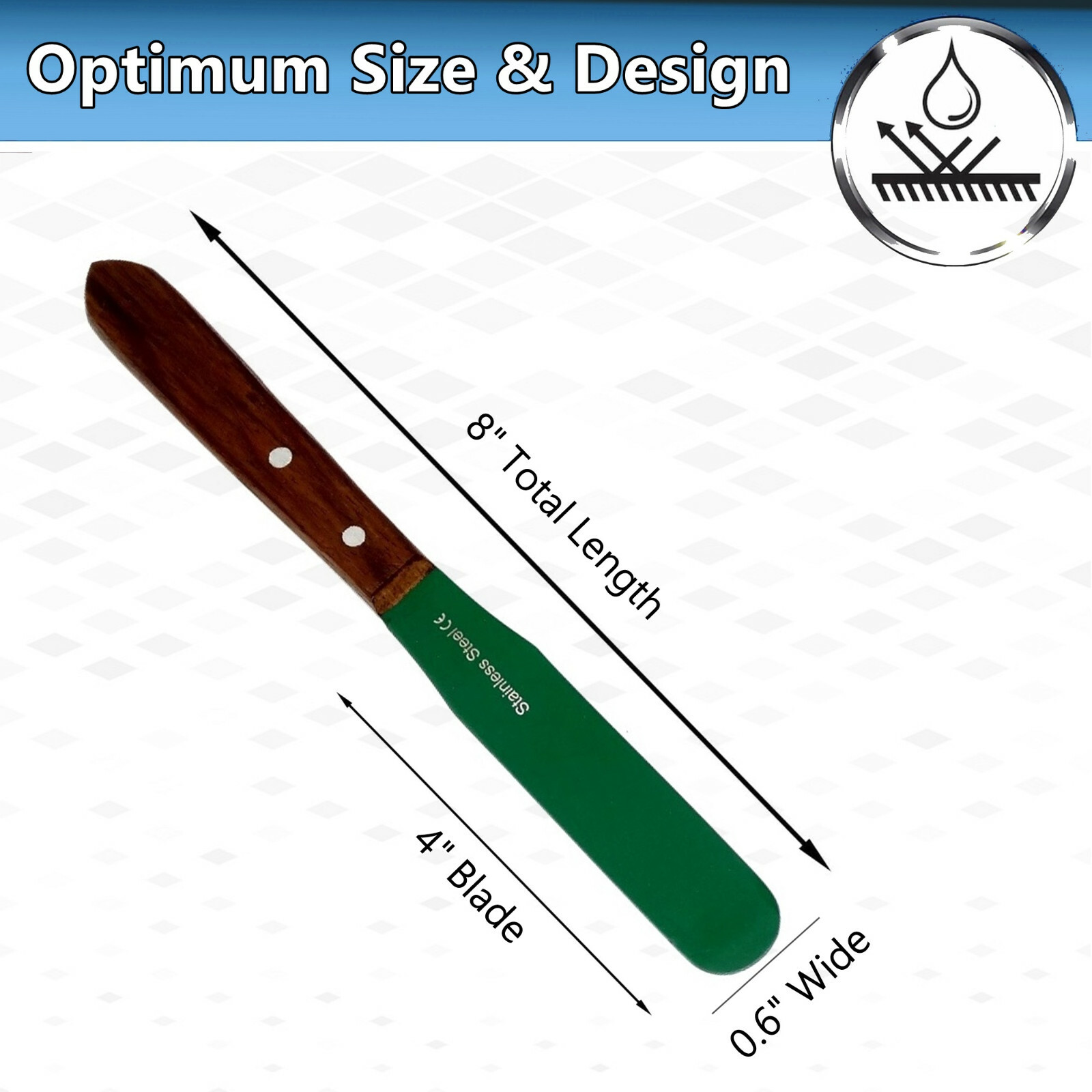 4” PTFE Coated Lab Spatula Ergonomic Handle Non-stick Blades, Laboratory Tools
