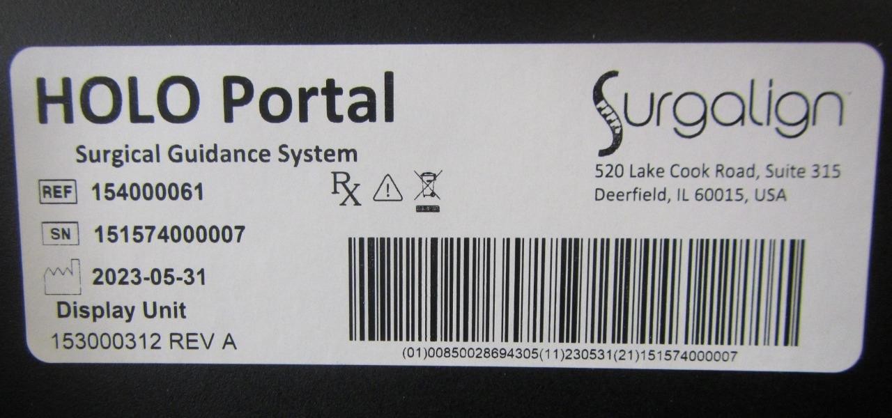 2023 Surgaline Holo Portal VR Surgical Spine Guidance Display Unit & Instruments