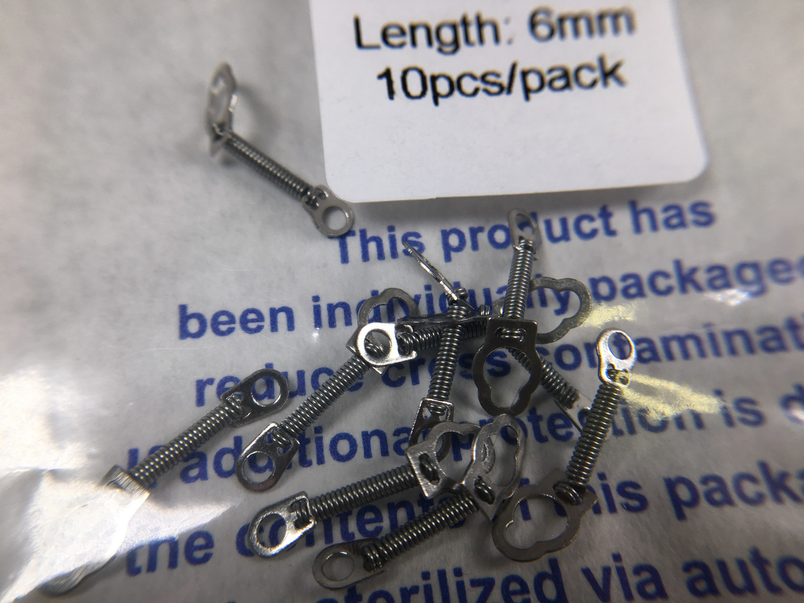 10 Packs Dental Orthodontic Closed Coil Spring NiTi 6mm 0.012″ Implant Eyelet