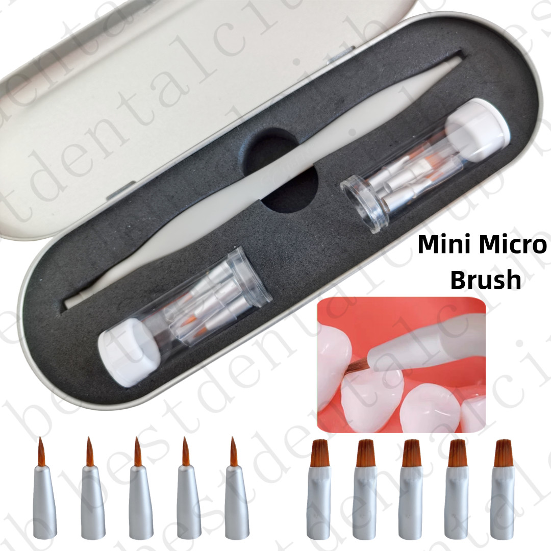 Dental Brush Pen Replaceable Brushes Tips Straight Curved Head Mini Micro Brush