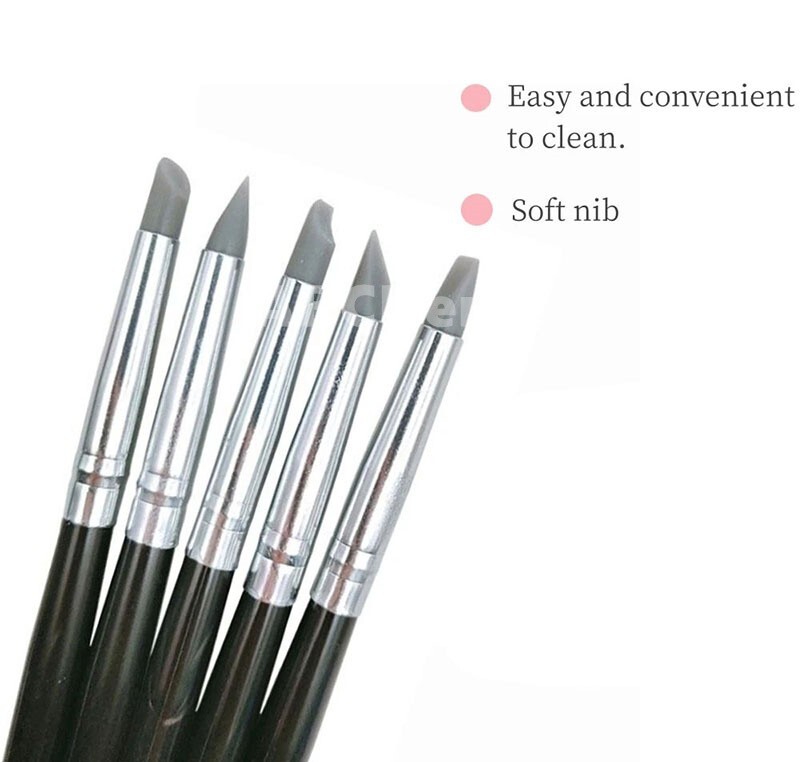 5pcs Dental Composite Resin Veneer Cement Porcelain Brushes Silicone Brush Pen