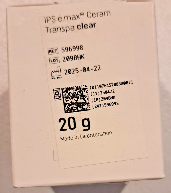 Ivoclar IPS e.max Ceram Shade Transparent Clear 20g Refill 596998