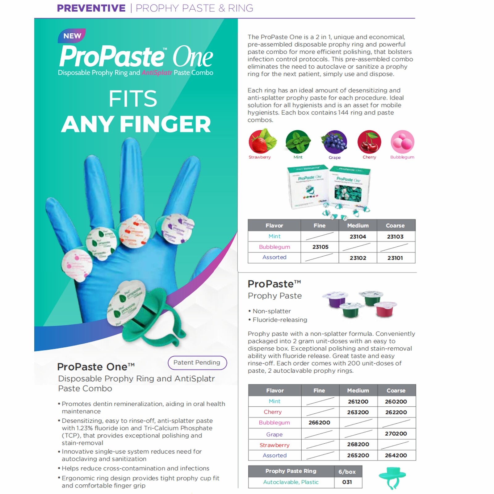 Dental ProPaste Prophy Paste with 2 Plastic Autoclavable Prophy Rings 200 Units