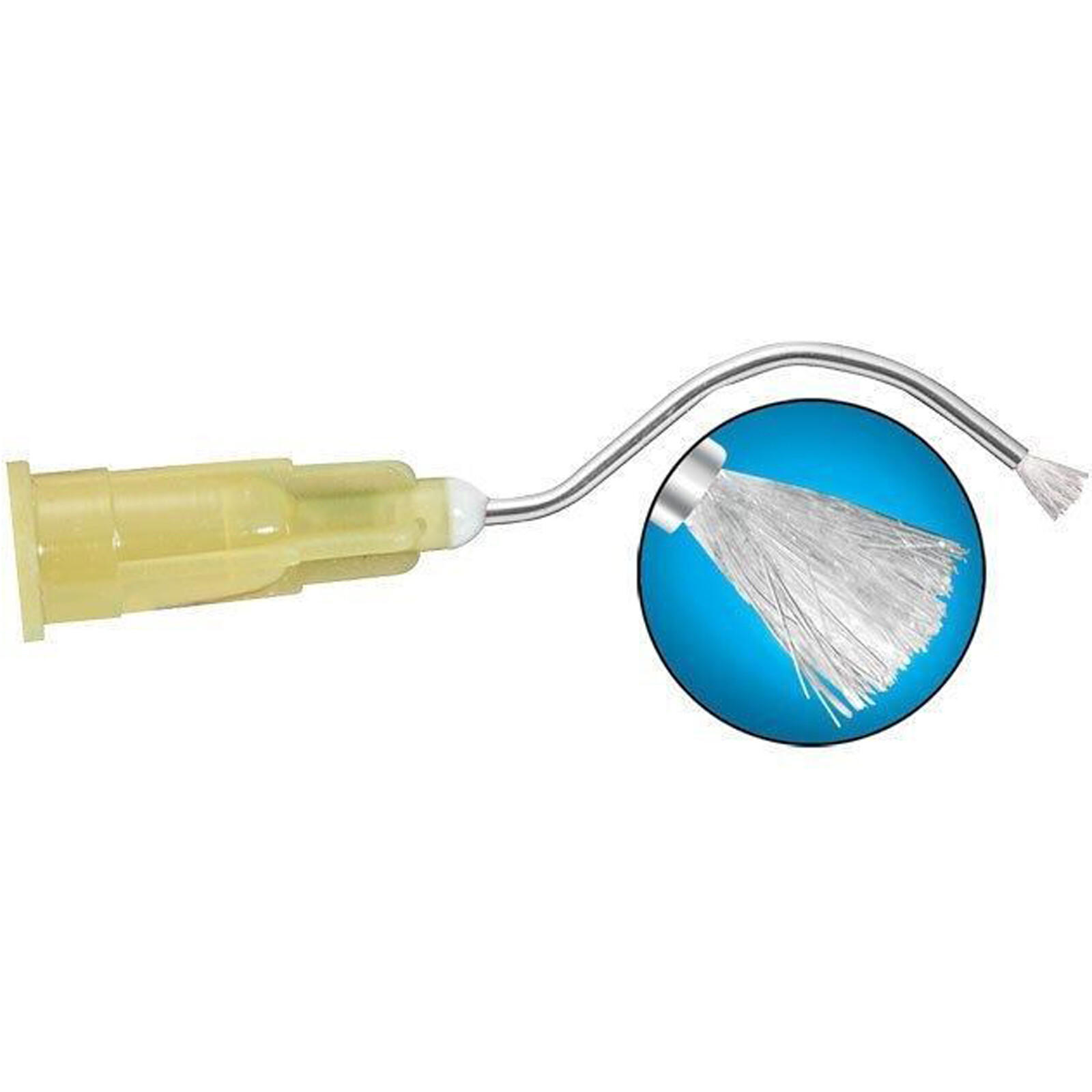 100Pcs Dental Disposable metal infusor yellow tip Pre-Bent w/ brush padded 19G