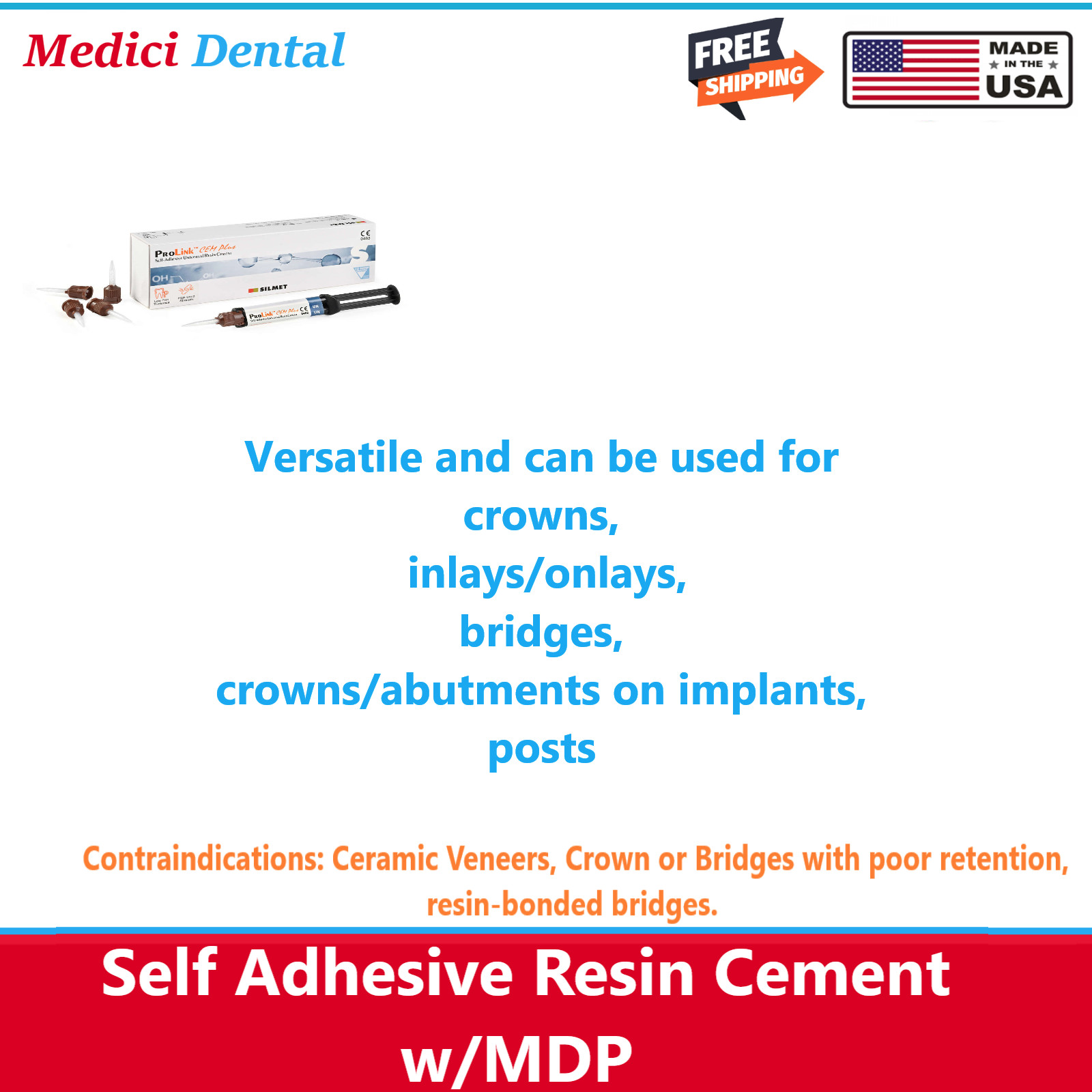 Dental Universal Self Adhesive Permanent Resin Cement w/MDP Automix Syr. 5gm.