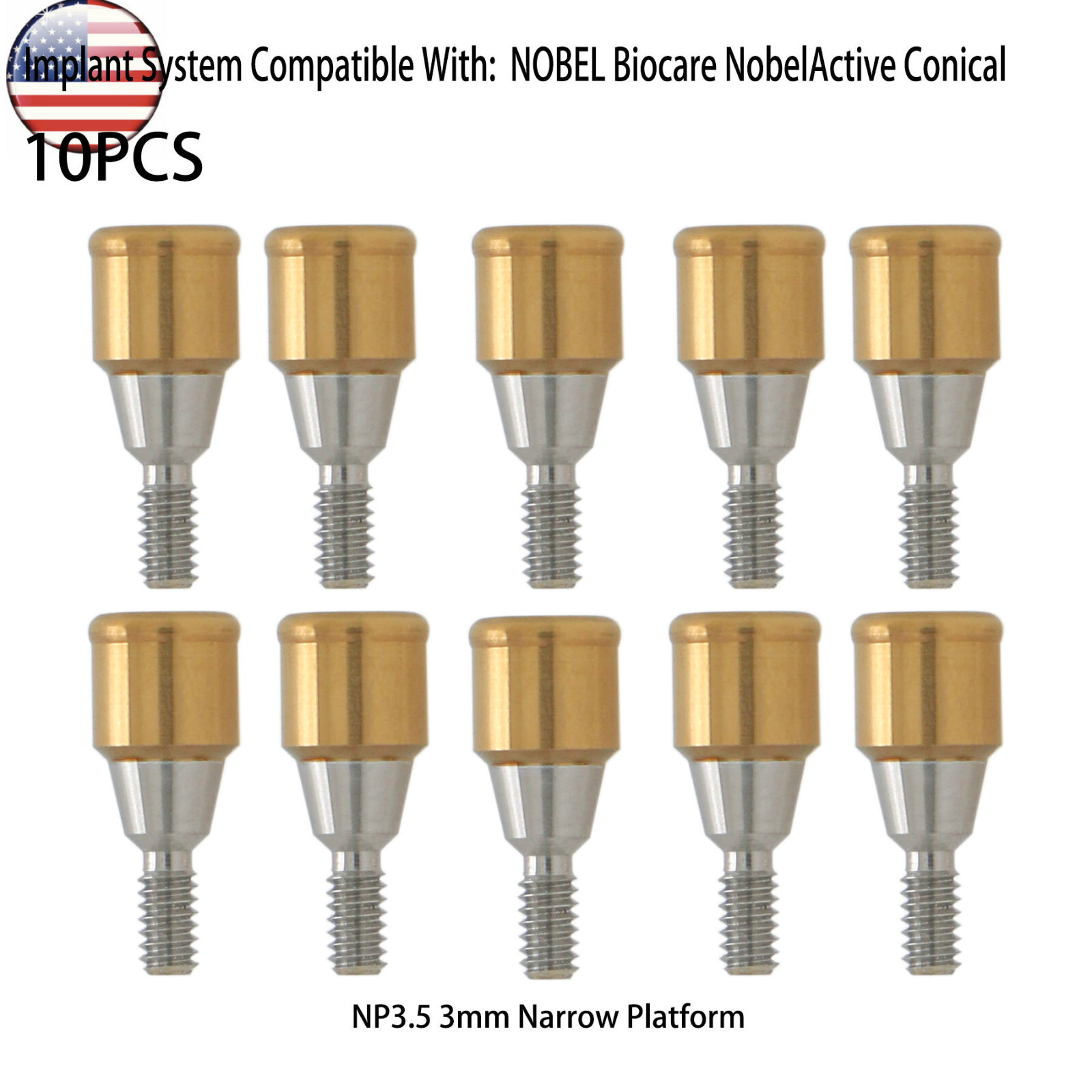 US Dental for Nobel NPØ3.5mm 3mm Locator Attachment Abutments Male Cap Removeble