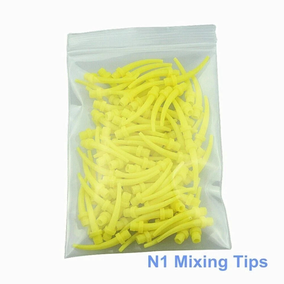 100 Pcs/Bag Disposable Dental Yellow Mixers Intra Oral Impression Mixing Tips