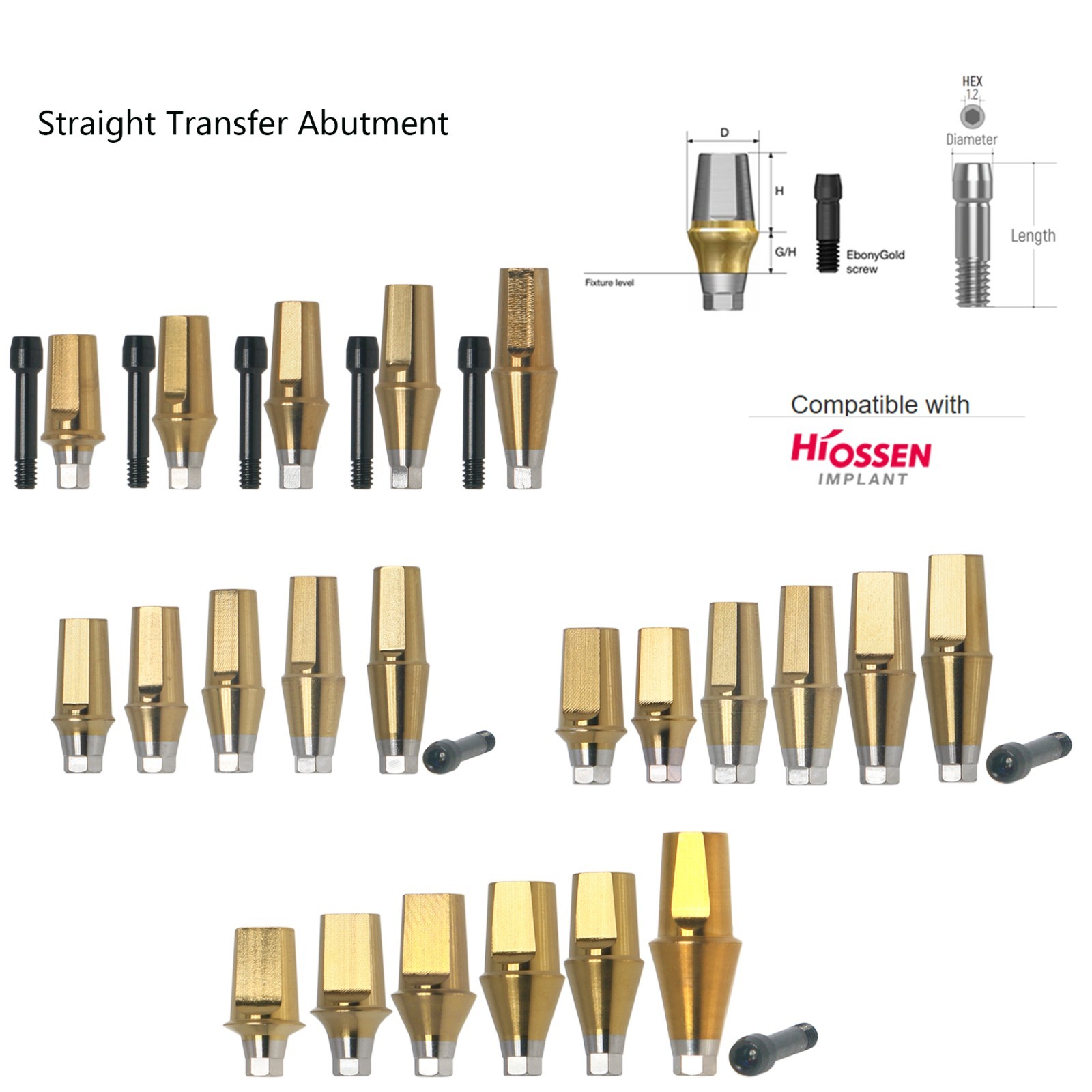 Hiossen ET III NH/SA Straight Clicq Pression Transfer Abutment for Mini/Regular