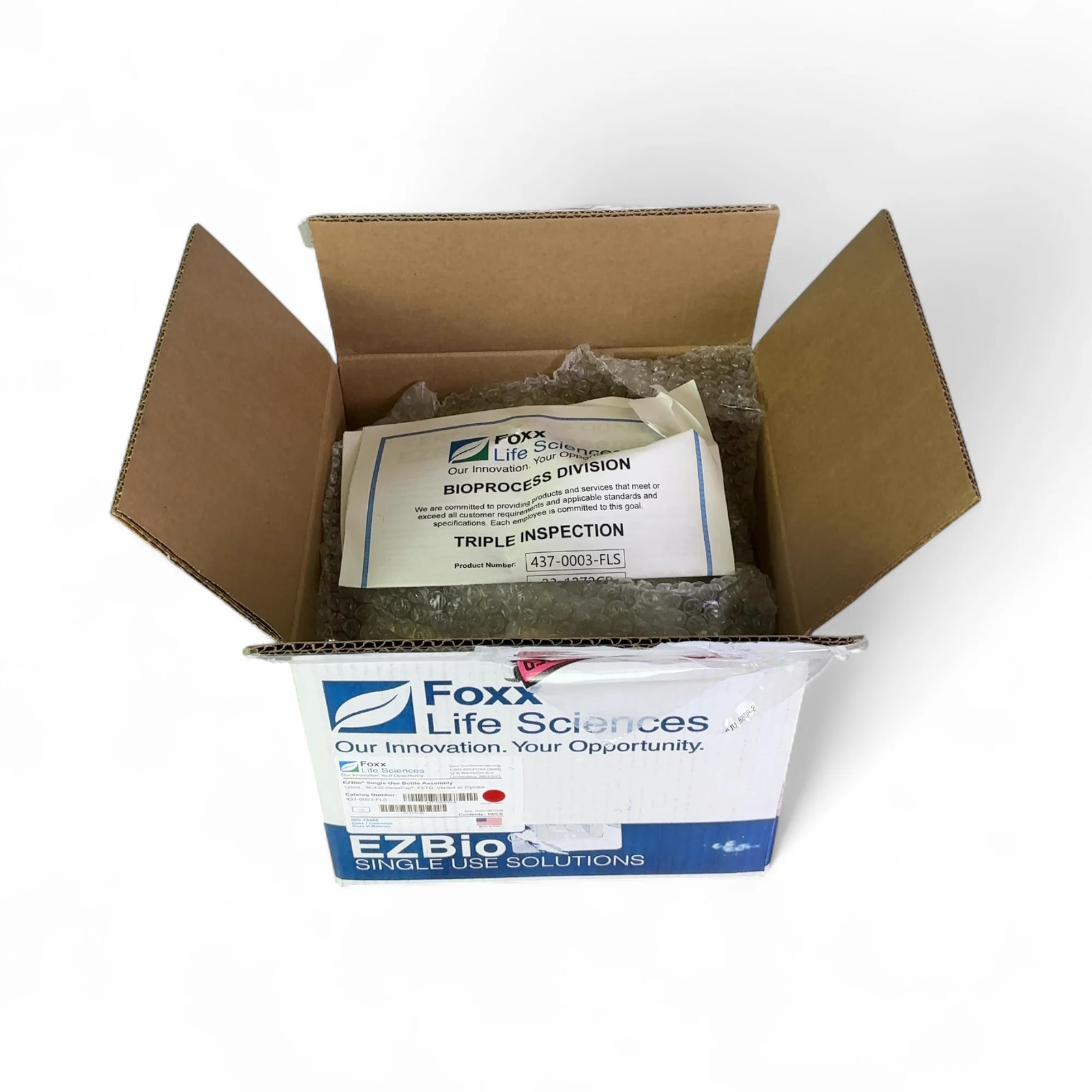 Foxx Life Sciences 437-0003-FLS EZBio Single Use Bottle Assy 125mL NEW OPEN BOX