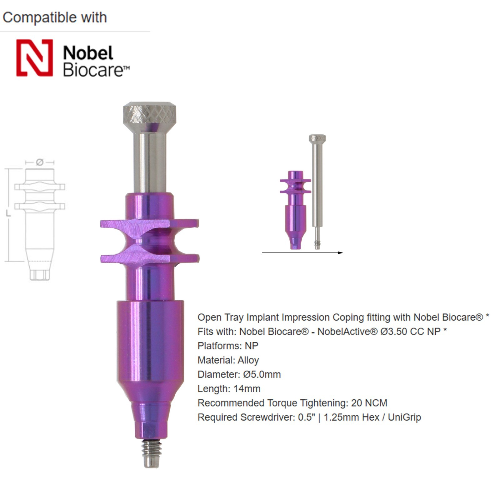 Nobel Biocare Dental impression coping Open Closed tray For NP/RP Conical Conn