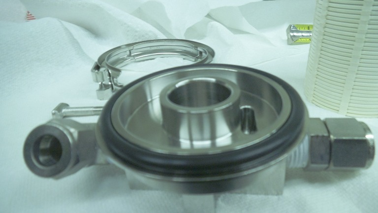 Millipore Stainless 40 stack filter housing, 150 PSI, with clamp, filter, used
