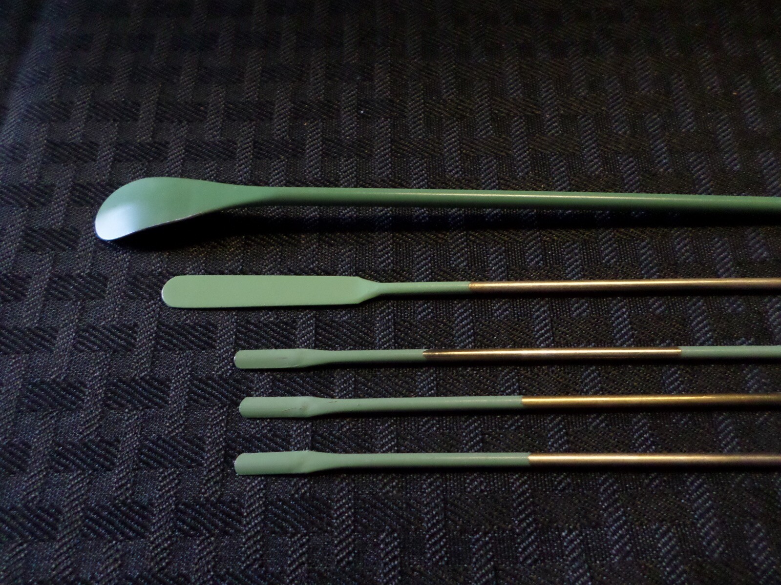 Laboratory Stainless Steel Coated Double Ended Spatula Set in Green 5/Pcs