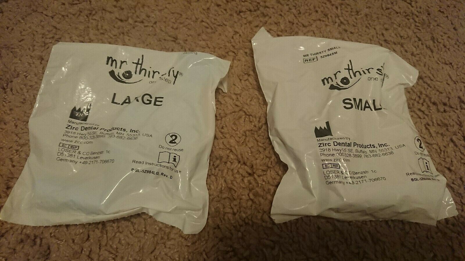 US seller Made in US Zirc Mr Thirsty isolation suction 2 Pcs 1 large&1 small 