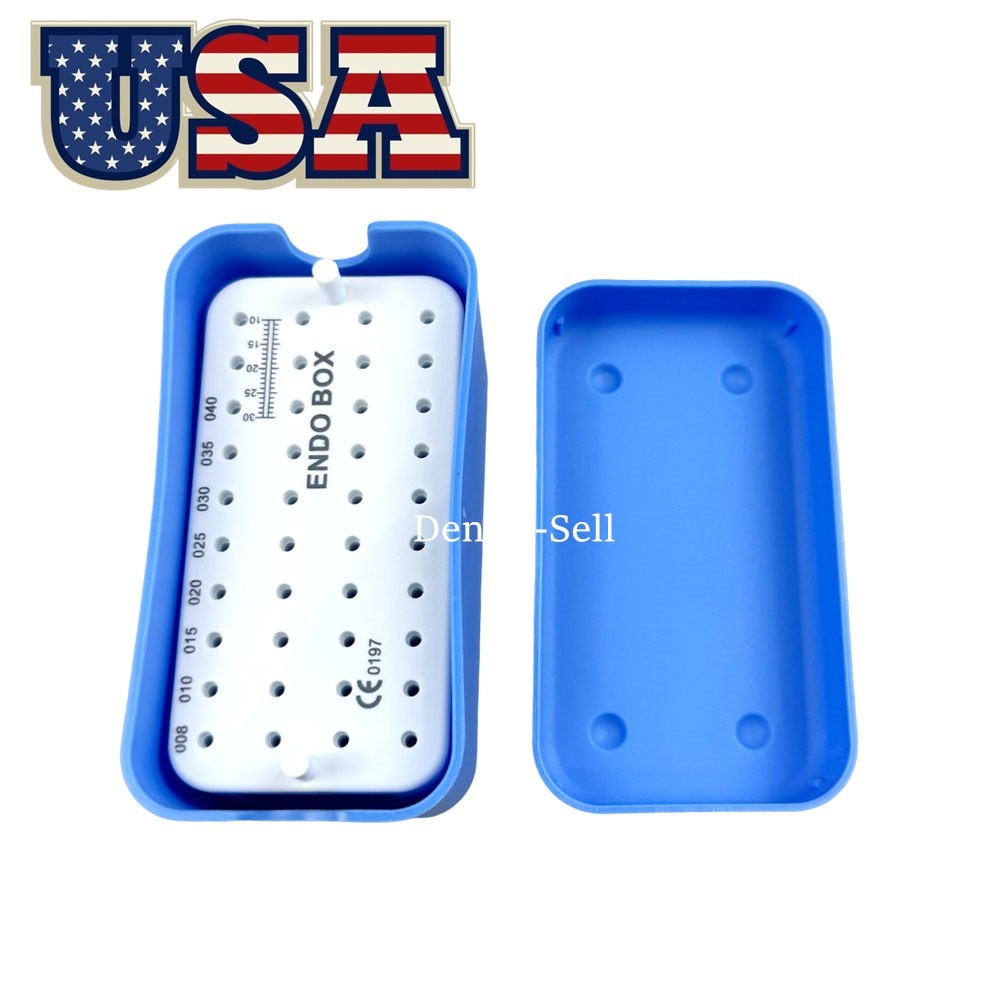 40 Holes Dental Endo Burs Box Endodontic Files Holder Disinfection Box w Ruler